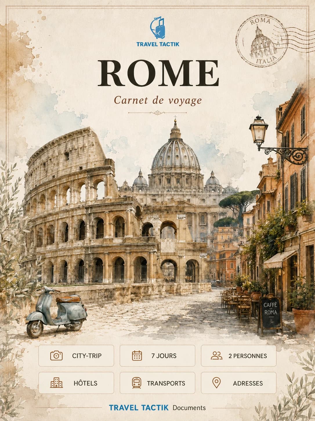 Couverture d’un carnet de voyage à Rome